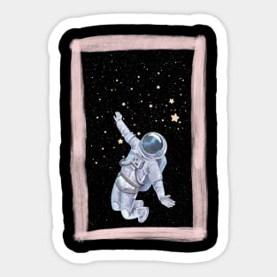 Floating astronaut Ufo alien abduction funny cute spaceship moon mars cosmic space Sticker